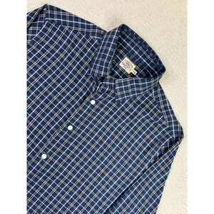 Faherty Shirt Mens Medium Blue Plaid Supima Stretch Long Sleeve Button Up Casual